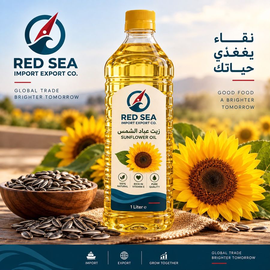Sunflower oil bottle with sunflower seeds